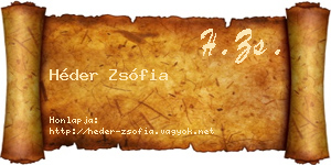 Héder Zsófia névjegykártya